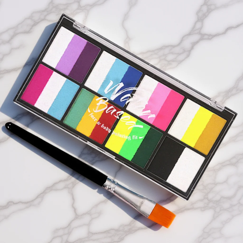 Pintura corporal para adultos, conjunto de decoración de pintura facial para Festival, pigmentos de grado no tóxico con pincel, herramientas de maquillaje DIY