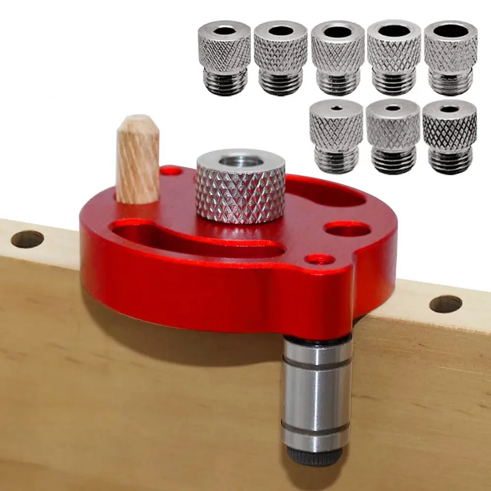 XMSJ 3-10mm Dowel Jig Kit - Self Centering Drill Guide Locator with 8 Steel Bushing -Woodworking Aluminum Alloy Hole Puncher
