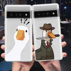 Cartoon Doubt Duck Phone Case For Google Pixel 8 7 6 Pro 6A 5 4 5A 4A 3A XL 5G Silicone Shockproof Soft TPU Clear Cover Fundas