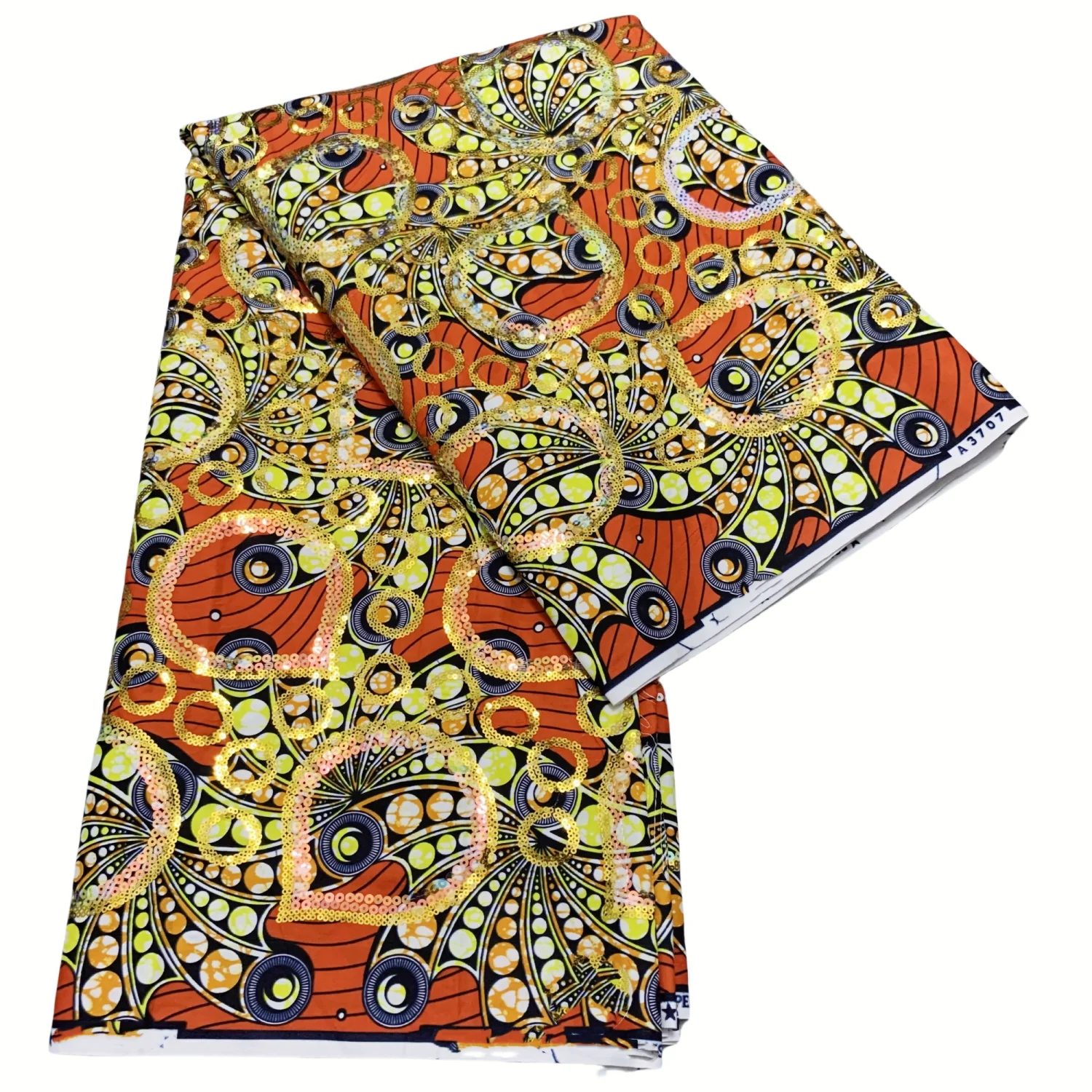 New Ankara Sequins African Wax Printed Cotton Fabric 6 yards Dutch African For Nigerian & Ghanaian Clothing, Sewing Supplies