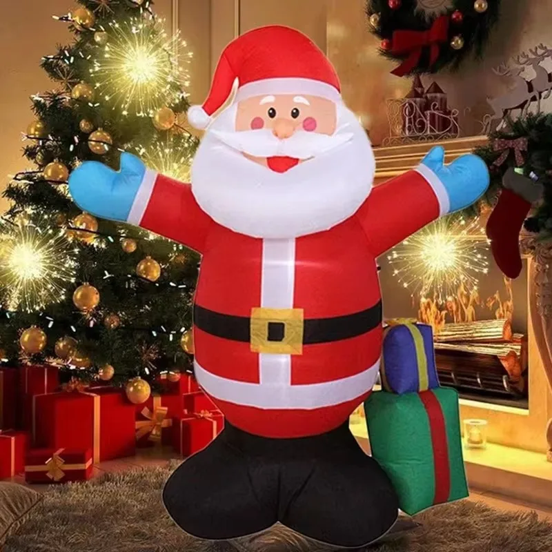 1.5M Christmas Inflatable Toys Hug Santa Claus LED Lights Inflated Model Toy Party Yard Props Indoor Outdoor Xmas Decoration