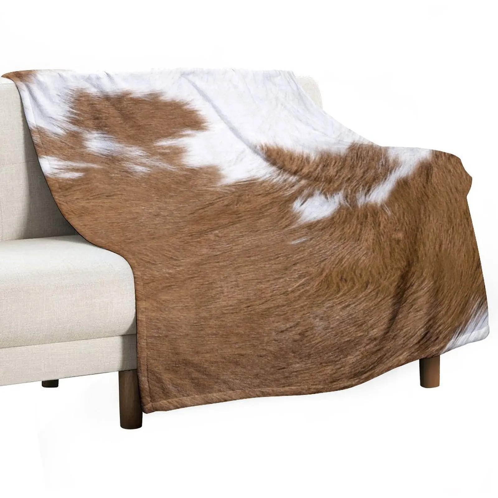 Cow Hide Brown & White Throw Blanket Hairy Designers Baby valentine gift ideas cosplay anime Stuffeds Blankets