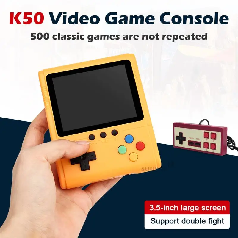 2023 K50 New 500 Games Console Retro Video Game Toys For Adults Mini Portable Console 3.5 Inch LCD 2 Player Handheld AV Out