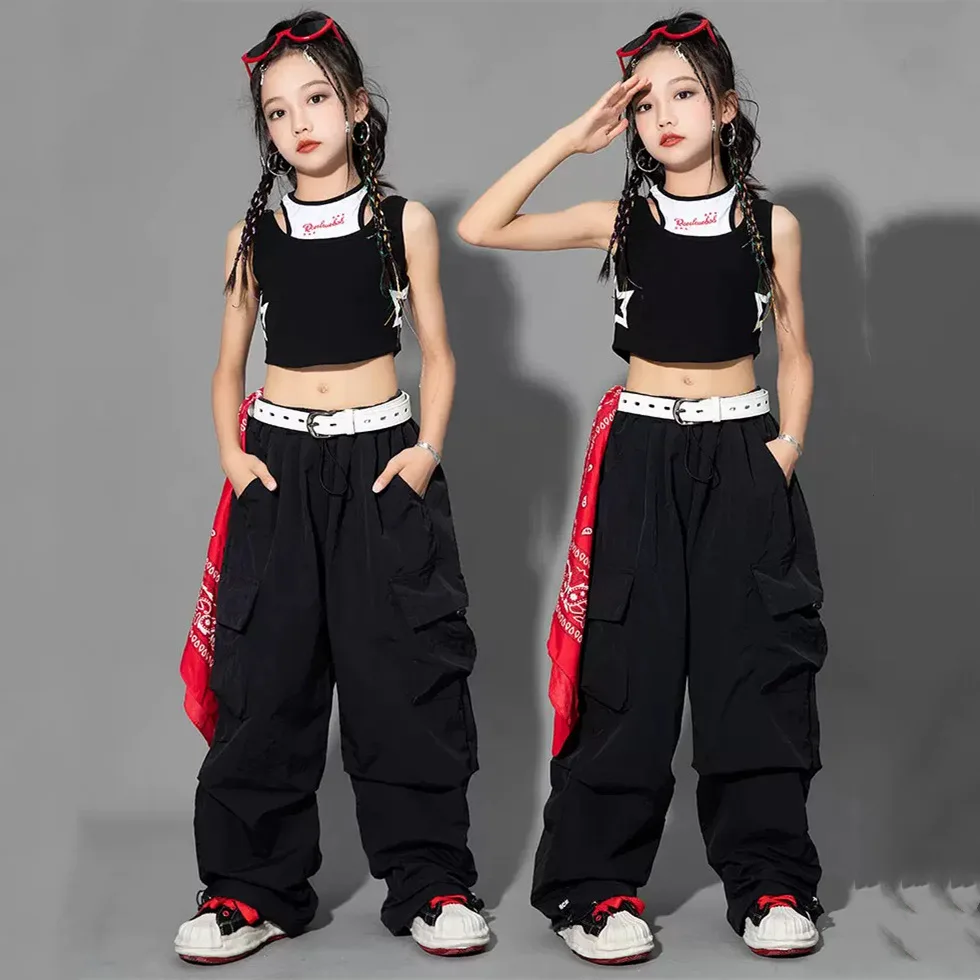 

Teenager Girl s Cargo Pants Childrens Trousers Wide-legPockets Pants Spring & AutumnFashion Baby Girl Boy Trousers Kids Clothing