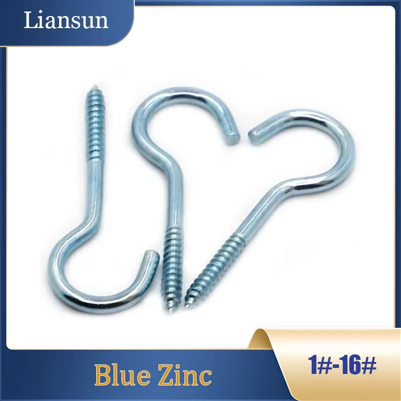 خطافات أكواب من الفولاذ الكربوني - # 1 # 2 # 3 # 4 # 5 # 6 # 8 # 10 # 12 # 14 # 16 خطاف سقف لولبي للتعليق الداخلي والخارجي #3