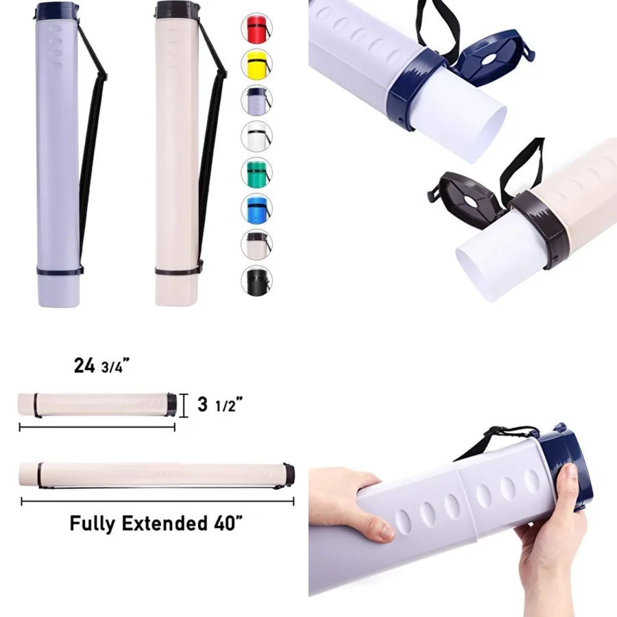 

Набор из 2-х выдвижных тубусов для плакатов, расширяющихся от 24,5 до 40 дюймов, с плечевым ремнем для переноски документов, чертежей, рисунков и картин, цвет кремовый.