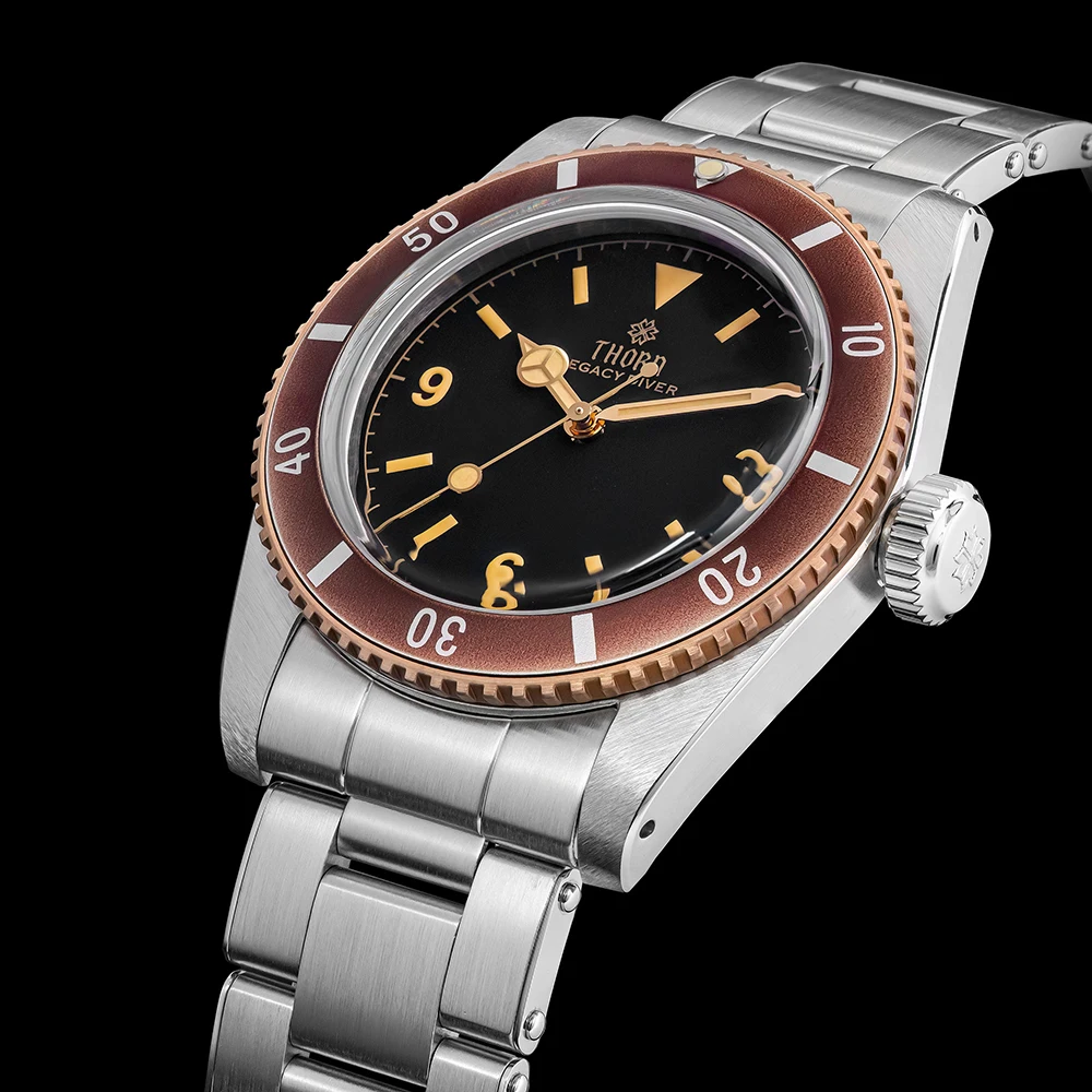 Thorn T028 Bronze Dive Watch PT5000 Automatic Movement Mechanical Watches Aluminum Bezel Sapphire 37mm Men Wristwatch view 3