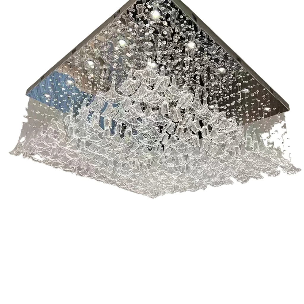 

Living room crystal chandelier luxury personalized villa large flat rectangular high-end light luxury bedroom lamps