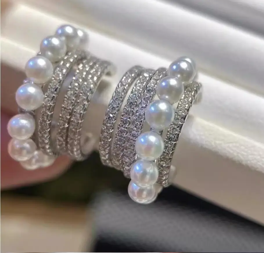 

Gorgeous New Design 3-4mm South Sea Round White Pearl Earring 925s