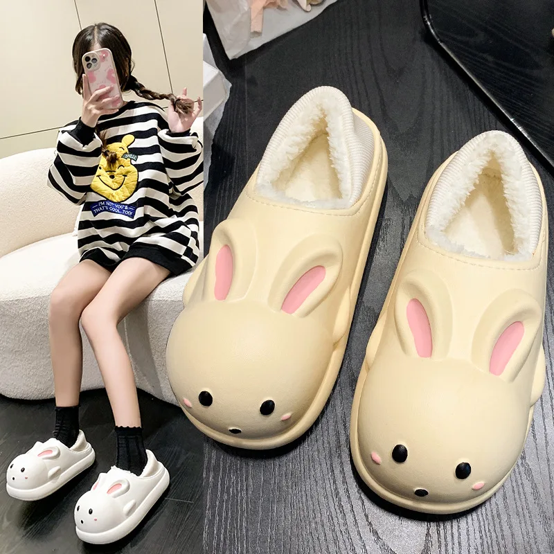 2024 New Bag Heel Cotton Slippers Women's Autumn and Winter Warm Home Wear Non-slip Velvet Thickened Waterproof Cotton Shoes