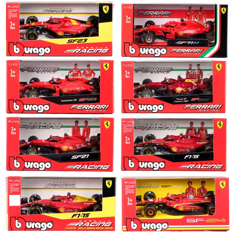 Bburago 1/43 Scale SF24 SF23 F1-75 SF21 SF1000 #55 Carlos Sainz #16 Charles Leclerc #5 Sebastian Vettel SF71H Car Model Toy Race