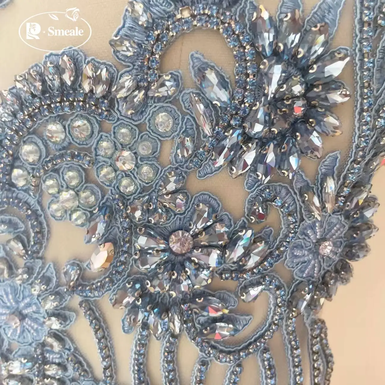 18-Farben Handgenähter Glas-Strass-Kragen. Funkelnder Strass-Kragen, Blumen-Schal, Schulterpartie, Hochzeitskleid DIY-Applikation RS2505161 – Detail 4