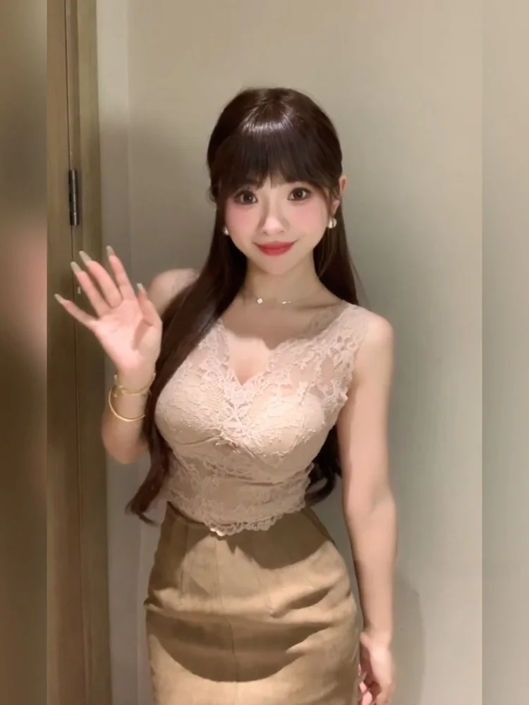 

XZY Chic Lazy Sle Lace Sweater Cardigan Women's High Waist Skirt Set Autumn Faion plus Size Ensemble Casual Wear