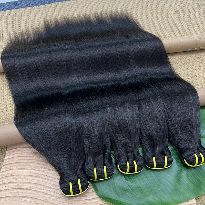 12A Yaki Straight Bundles 100% Human Hair Weaving Bundle 24 26 Inch Unprocessed Raw Human Hair Extensions For Women Double Weft