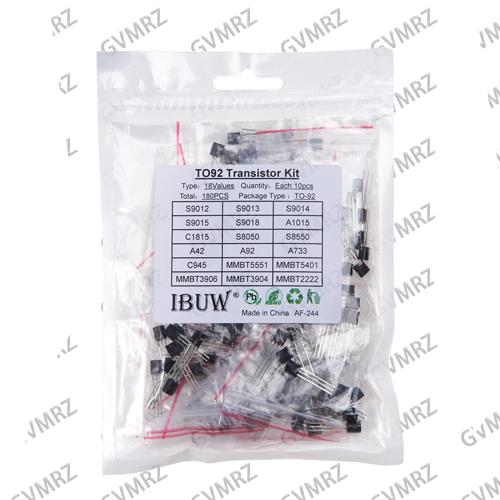 180PCS 18Values TO-92 Transistor Kit (S9012/S8050/C1815/MMBT5551 etc.) for Arduino DIY Electronic Project S9012/S8050
