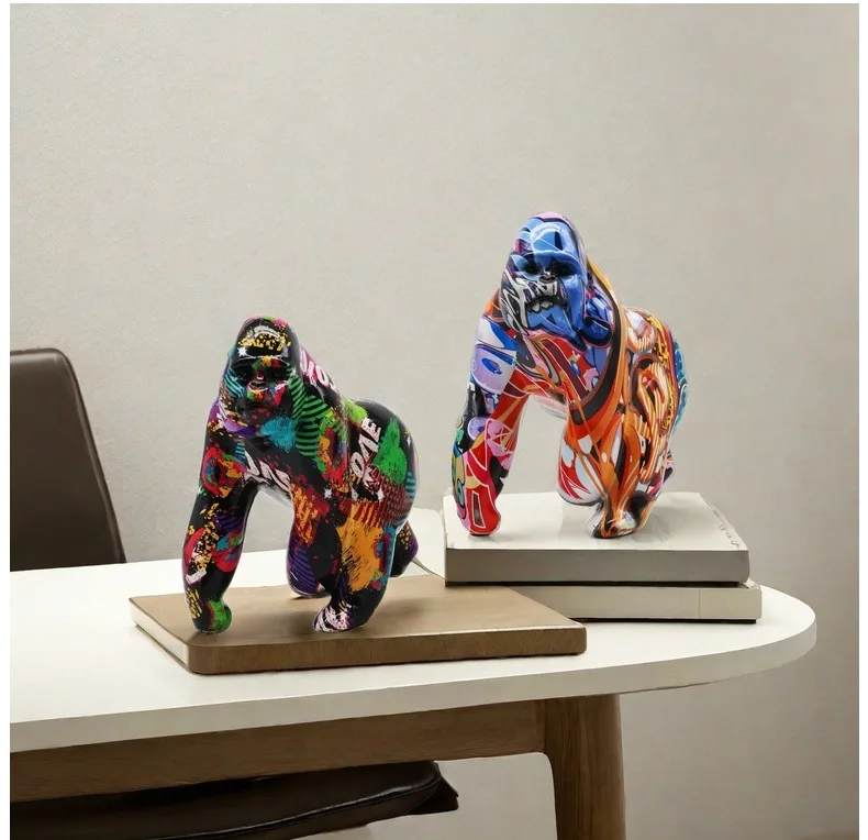 Kreative Bemalte Graffiti-Farbige Gorilla-Figur Kreative Dekoration Handwerk Heim-Eingangsbereich Weinschrank TV-Schrank Dekoration Geschenk – Detail 22