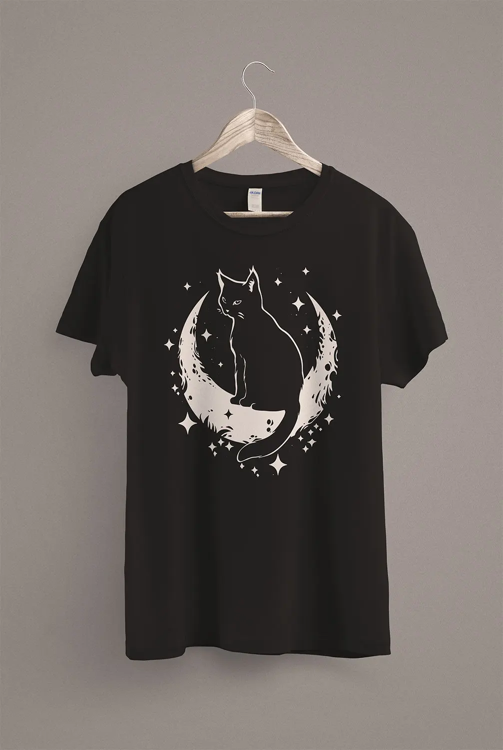 Black Moon Cat T Shirt Celestial Witch Witchy Clothing Pastel Goth Aesthetic Wiccan Witchcraft Clothes Dark Academia