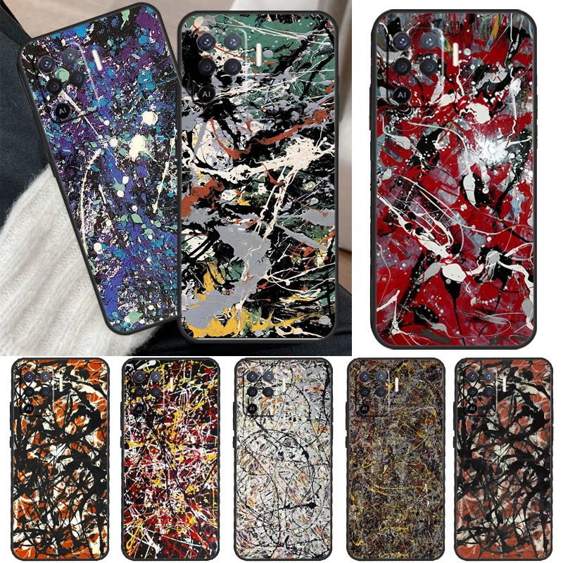 Jackson Pollock Free Form painting Case For OPPO A5 A9 A31 A53 2020 A53S A1K A15 A16 A52 A72 A92 A83 A91 A54 A74 A94 Coque