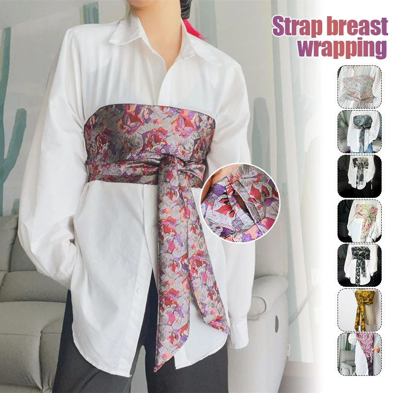 Brokatowy żakardowy szeroki pasek japońskie kimono Yukata Obi tkanina w pasie koszula dekoracja sukni elegancki gorset owinięty w klatce piersiowej Cummerbund