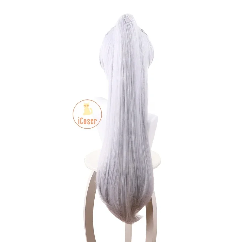 3,v;5'h8/ Peluca de cosplay de anime Frieren: Más allá del fin del viaje, color lila claro, con una sola coleta, pelo largo, orejas y pendiente H7;j'9.g2/