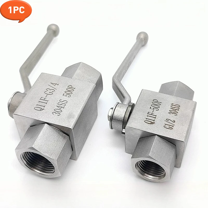 1PC 304 Stainless Steel 2-Way Hydraulic Ball Valve Female Thread BSPP NPT 1/4 3/8 1/2 3/4 1