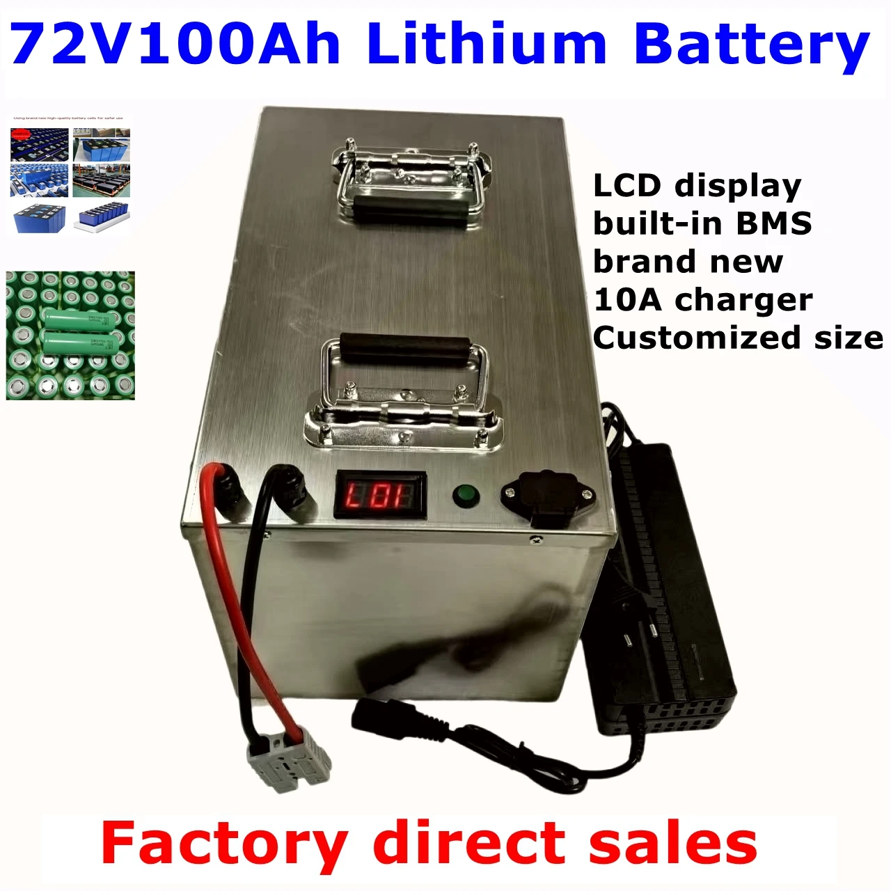 

waterproof 72v 100Ah lithium ion battery li-ion 100A BMS for 7000w bike tricycle Forklift Motocycle AGV Vehicle +10A charger.