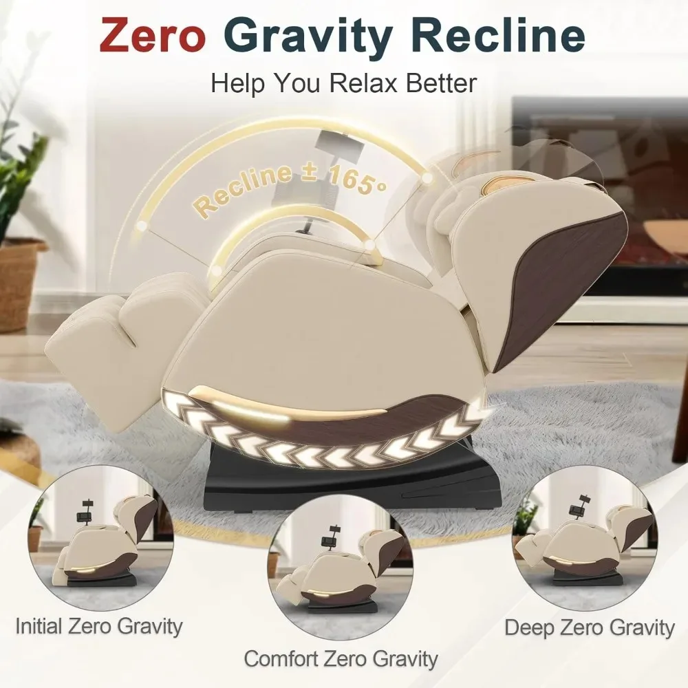 Fotel masujący 2025 z funkcją relaksu całego ciała, 10 punktami stałymi masażu, trybem bezgwiezdnej grawitacji, skóra imitująca drewno, masaż stóp, do użytku domowego, opieka zdrowotna.
