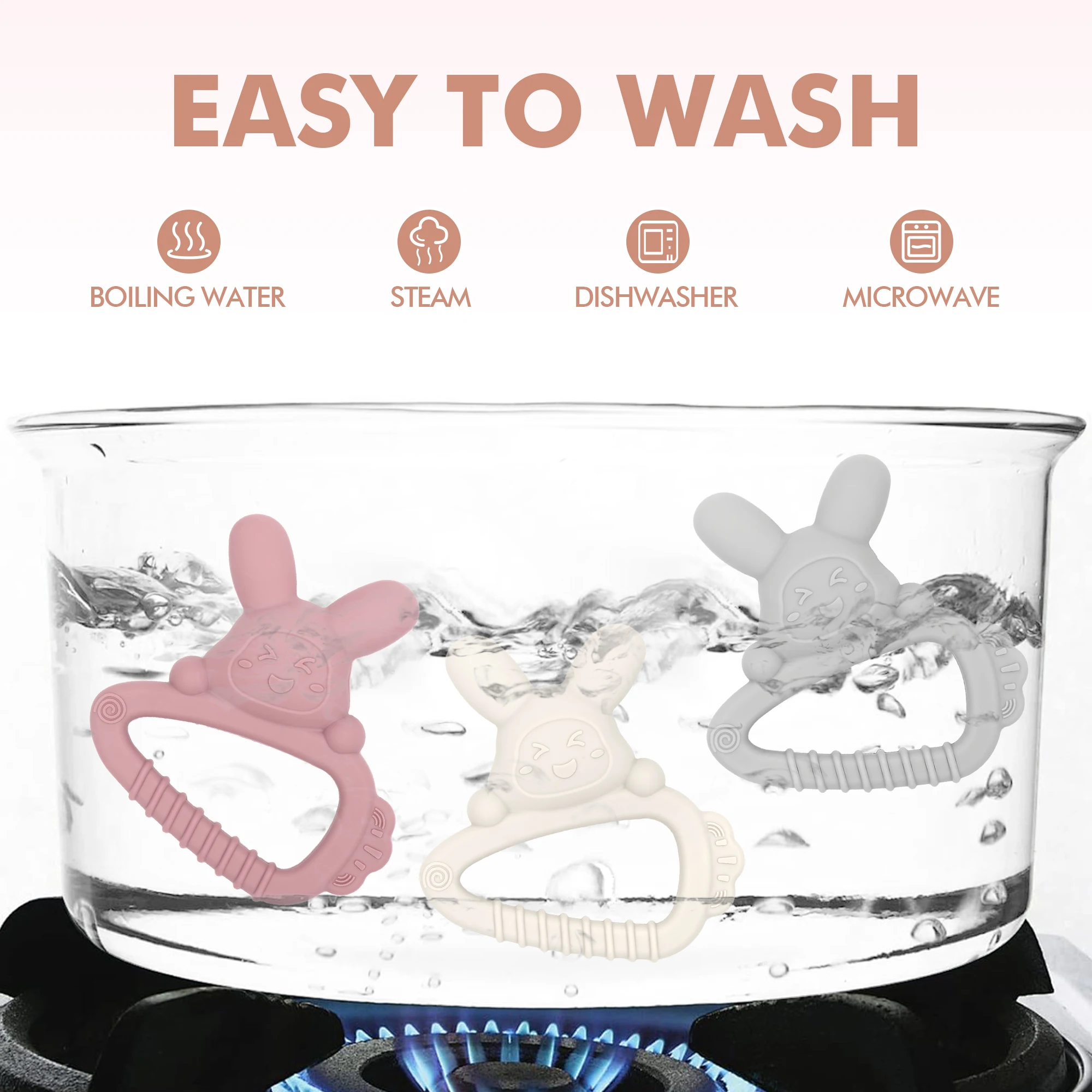 ของเล่นกัดฟันรูปแครอทและกระต่าย ของเล่นกัดฟันสำหรับเด็ก ซิลิโคนเกรดอาหาร นุ่มและปลอดภัย ต้มได้ ต้องมีสำหรับเด็กทารก