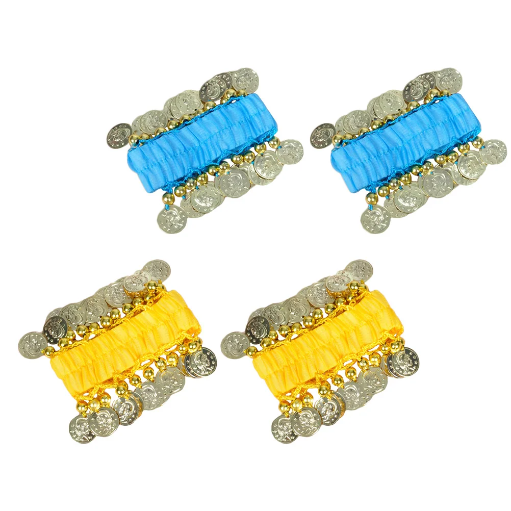 2 個ベリーダンスブレスレットコインタッセル女性ダンスハンドチェーン軽量コスチュームアクセサリーパフォーマンス練習用