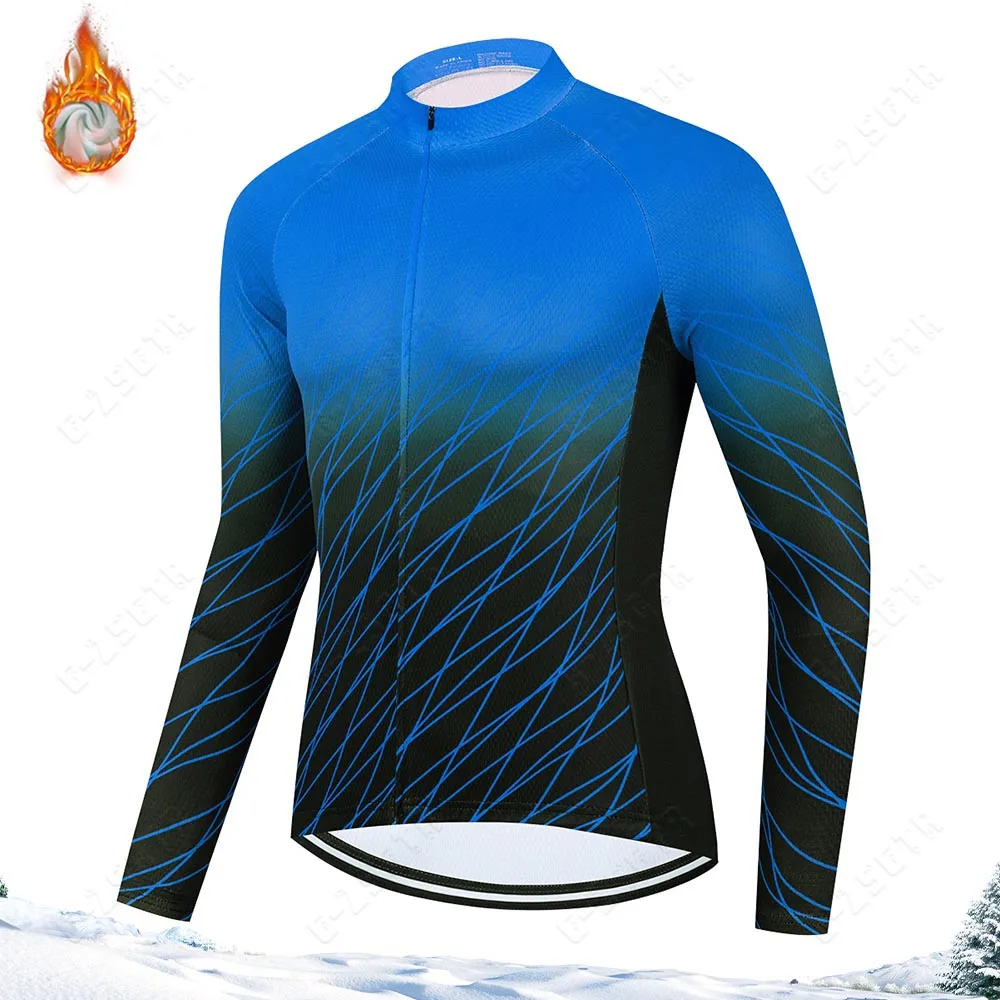 

Winter Thermal Fleece Cycling Jersey Mens Cycling Clothing Long Sleeve Warm Road Bike Bibs Shockproof Pants MTB Bicycle Clothes