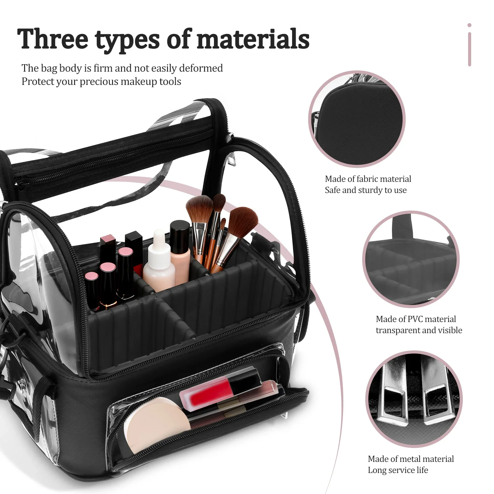 Makeup Bag Portable Cosmetics Storage Case Transparent PVC Makeup Brush Holder Travel Toiletries Sorting Bag