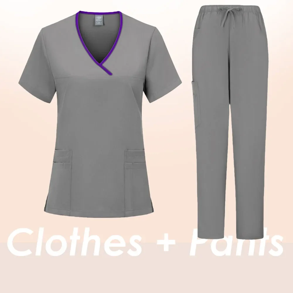 Classic New Nurse Scrubs Set Men  Accessories Medical Uniform Surgical Dental Clinical Top Pants Lab Workwear Clothes