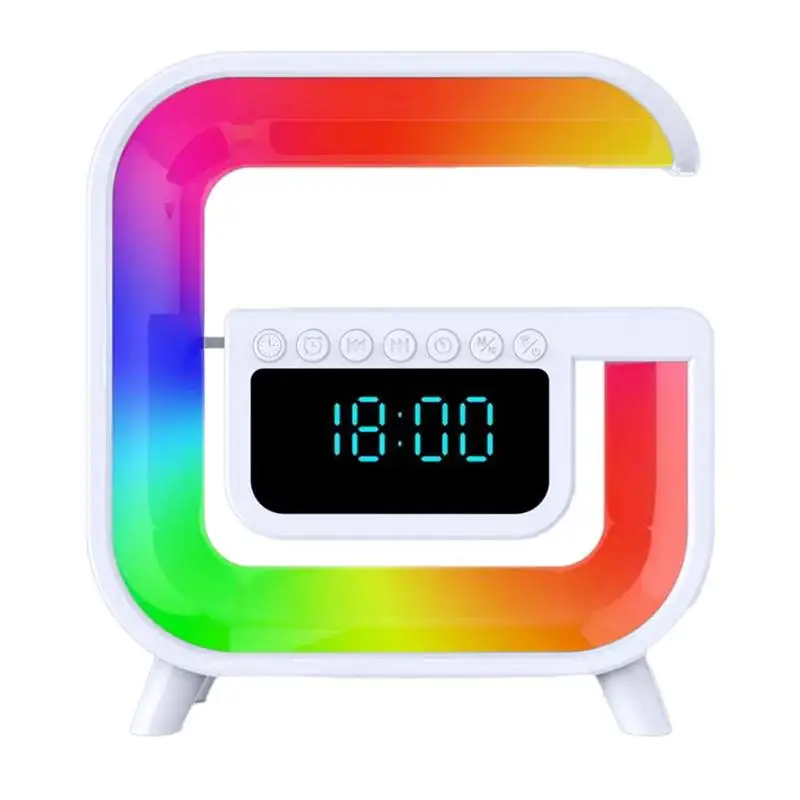 RGB Colorful LED Light Bluetooth speaker Multi-function Wireless Charging Smart Bedside Clock Portable Bluetooth Speaker