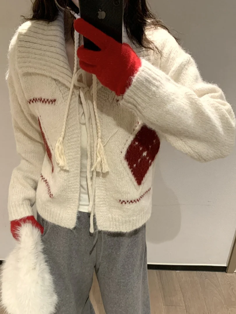 

Ladies' Knitted Sweater Coat Collarl Autumn Winter Faionable Lazy Sle High Quali Camere Fiber Long Sve Open Car...