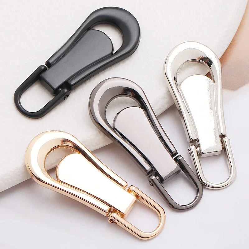 2pcs 42.5/32mm Universal Zipper Puller Repair Kit Replacement Zip Slider Zipper Pulls Fixer for Jackets Luggage Bag Shoes Sewing