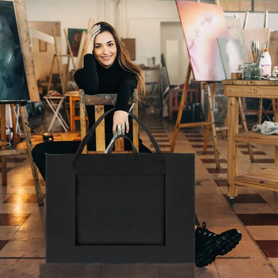 Bolsa de mano grande con portafolio de arte, solución de almacenamiento ligera e impermeable de 24x36 pulgadas para carteles y bocetos, hombro de nailon duradero