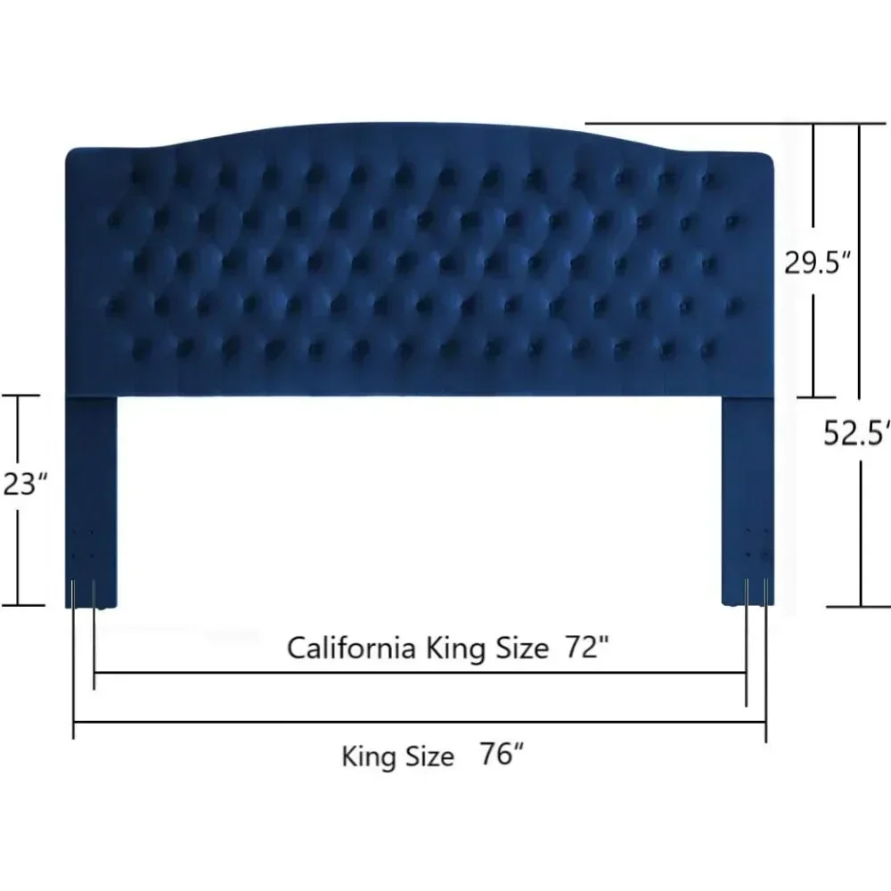 BestsellerBestsellerBestsellerBestsellerKing Size Upholstered Button Tufted Headboard with Velvet Fabric in Navy Blue