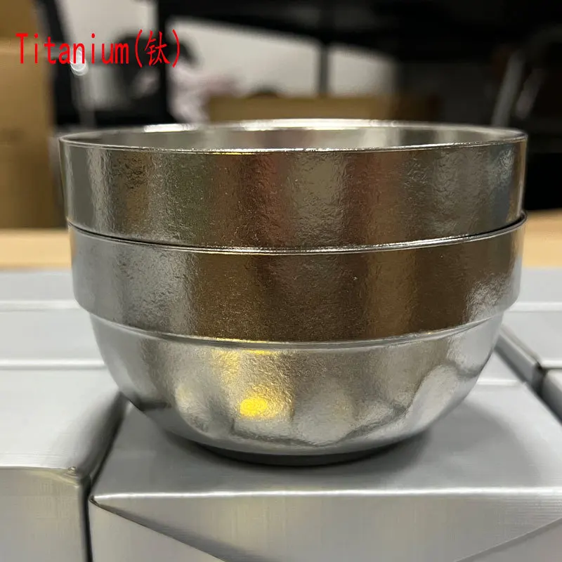 1Pcs,11cm Pure Titanium Dinner Bowl For Rice,Ramen,Salads,etc.,Double-layer,Heat-insulating,Antibacterial,Lightweight Tableware