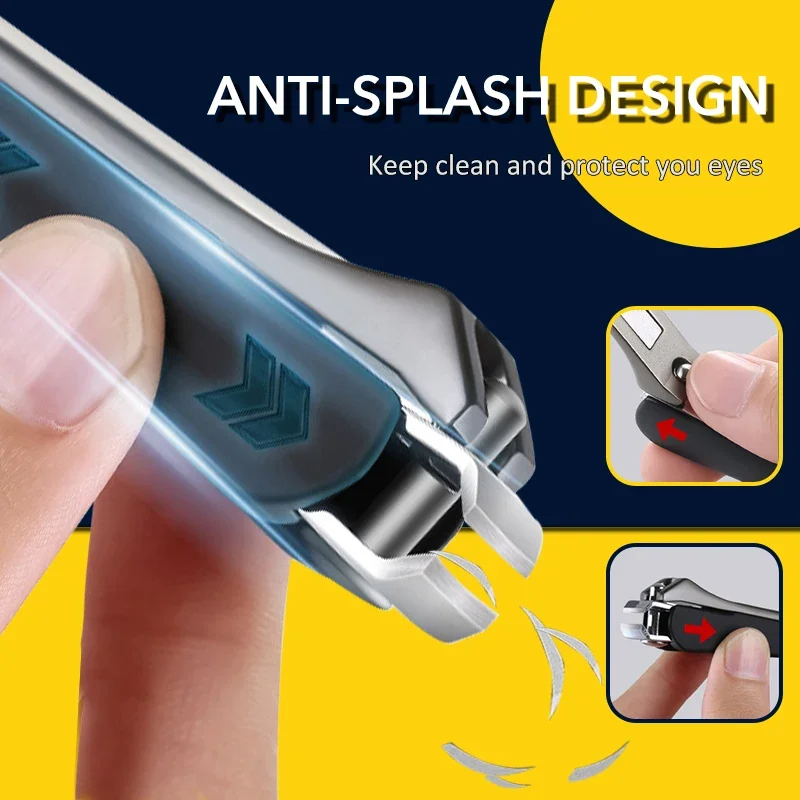 ที่ตัดเล็บสแตนเลสคุณภาพสูง 1 ชิ้น ป้องกันการกระเด็น สีดำ สำหรับตัดเล็บมือ ขนาดใหญ่ สำหรับมืออาชีพ