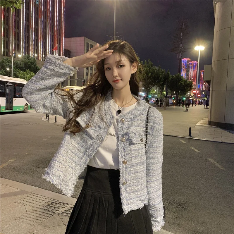 French Coarse Tweed Short Style Small Fragrant Style Jacket for Women 2026 Spring and Autumn New Style Stylish and Slim Cardig