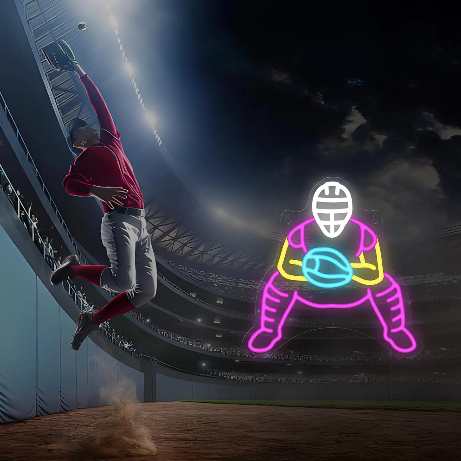 ป้ายไฟนีออนรูปเบสบอล ไฟ LED ปรับความสว่างได้ผ่านพอร์ต USB สำหรับตกแต่งบ้าน คลับ ร้านค้า ห้องเล่นเกม ห้องนอน ของขวัญส่วนตัว ไฟกลางคืน