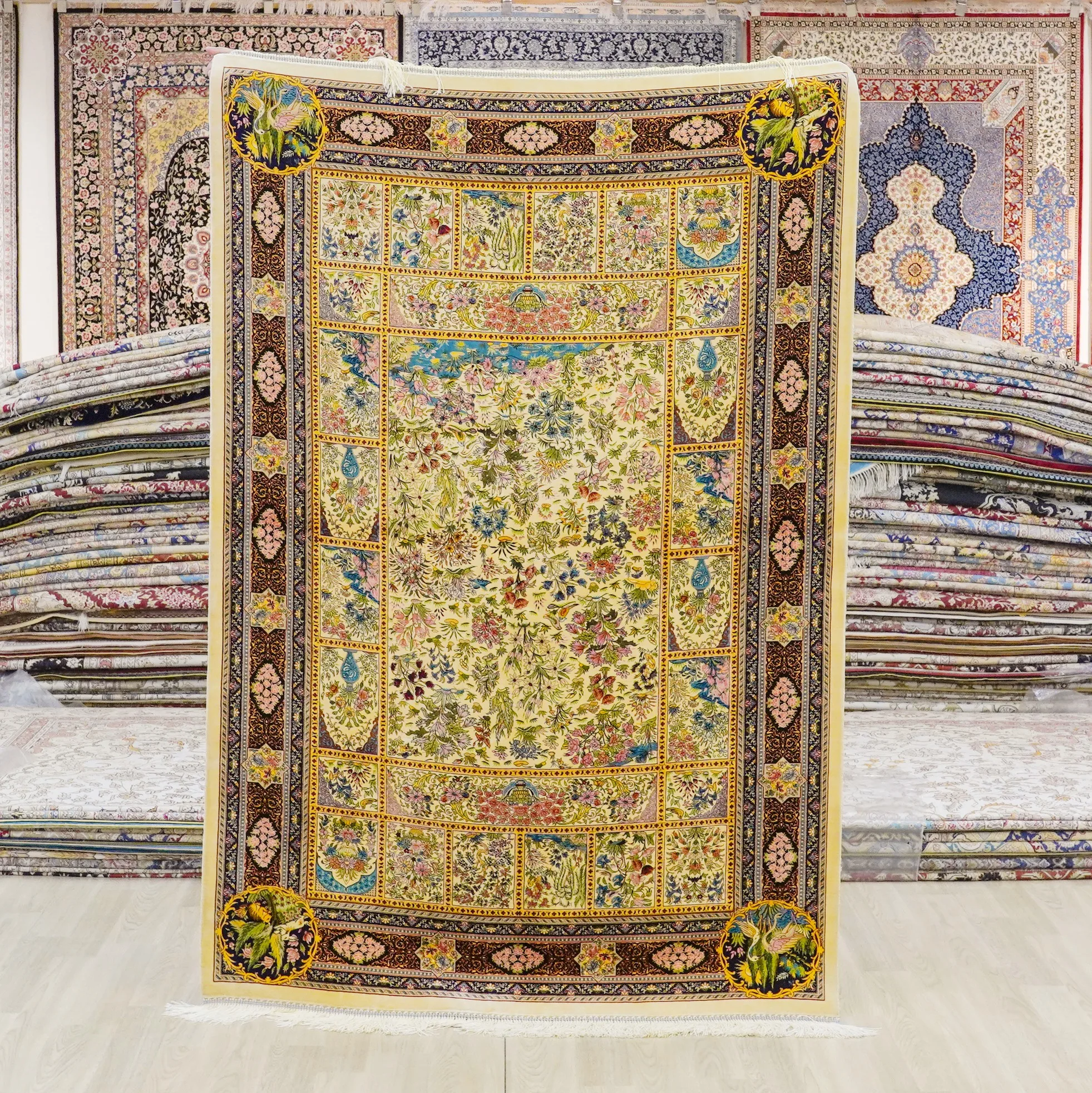 

1.2x1.8m Silk Handwoven Rugs Small Ornate Oriental Area Carpets Home Decor (TJ805A)