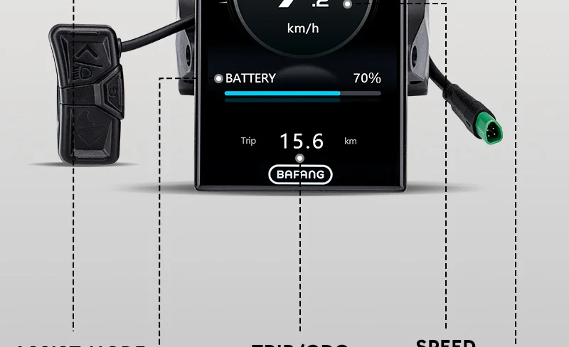 BAFANG DPC010 E-Bike-Display 4-Zoll-TFT-Bildschirm IP66 Wasserdicht Automatische Hintergrundbeleuchtung E-Bike-Tachometer & Computer mit Typ-C-Ladegerät – Detail 12