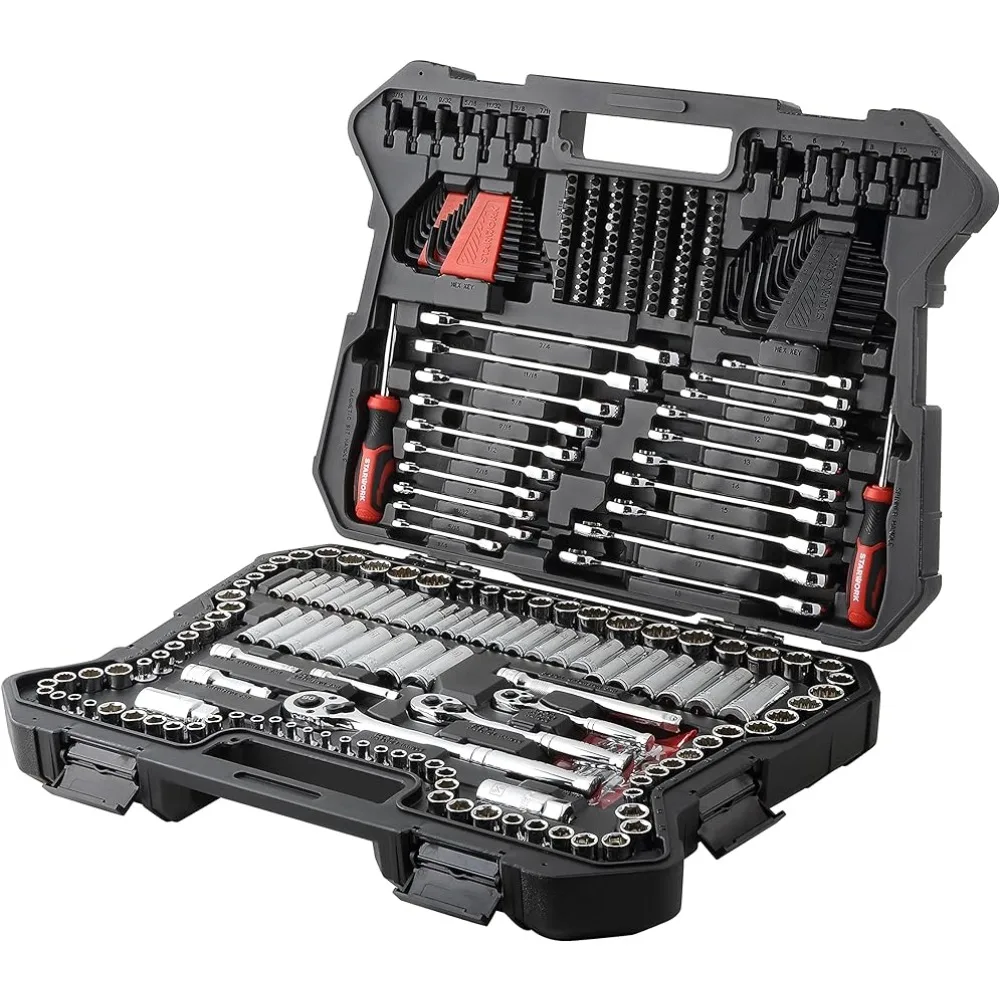 

Complete Tools Box TRUE MECHANIC™ 303-Piece Mechanics Tool Set SAE/Metric Professional Tool Bag Portable Wheeled Toolkit Pouch