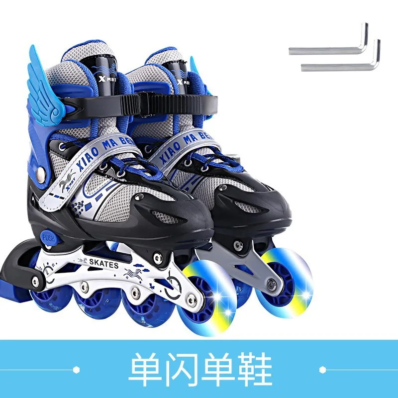 Wholesale the Skating Shoes Children Boys and Girls Single Flash PVC Skates Roller Skates Adjustable One Piece Dropshipping