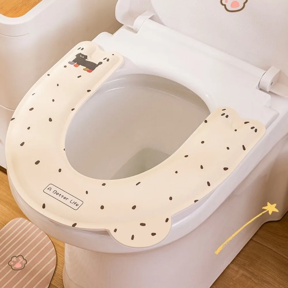 

3PCS Handheld Toilet Seat Cover Comfortable Thickened Paste Type Toilet Cushion Waterproof Cartoon Toilet Pad All-Season
