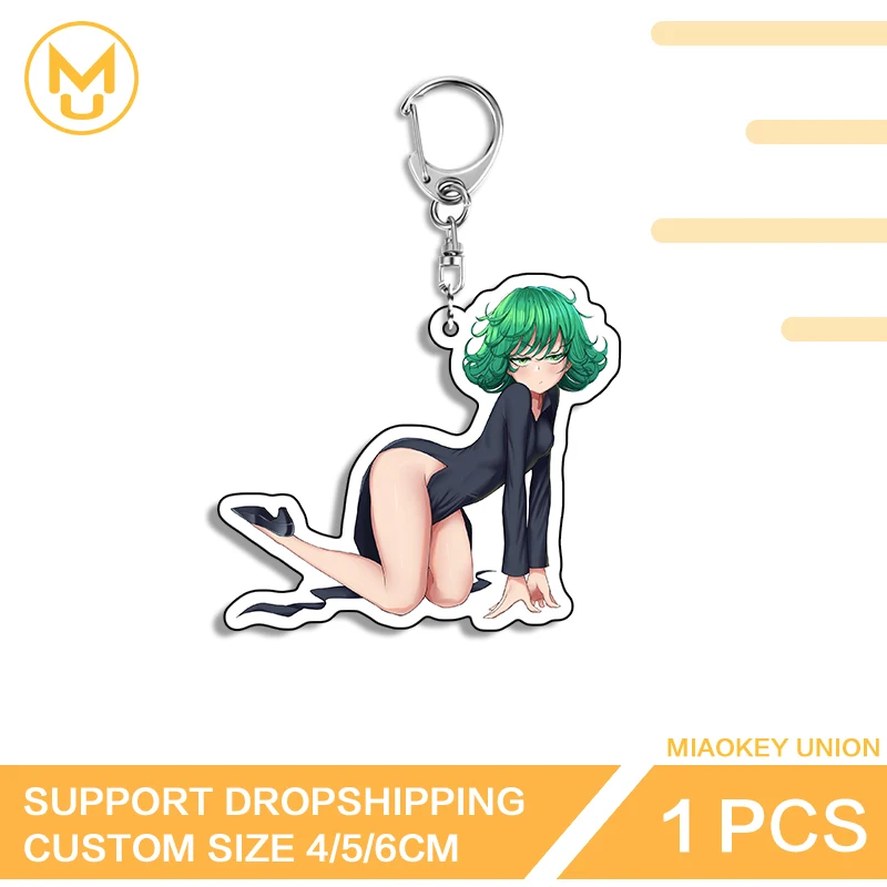Alluring Tatsumaki Beautiful Girl Prone Posture Playful Premium Double Sided Key Chains Publicized Personality Costumes Jewelry