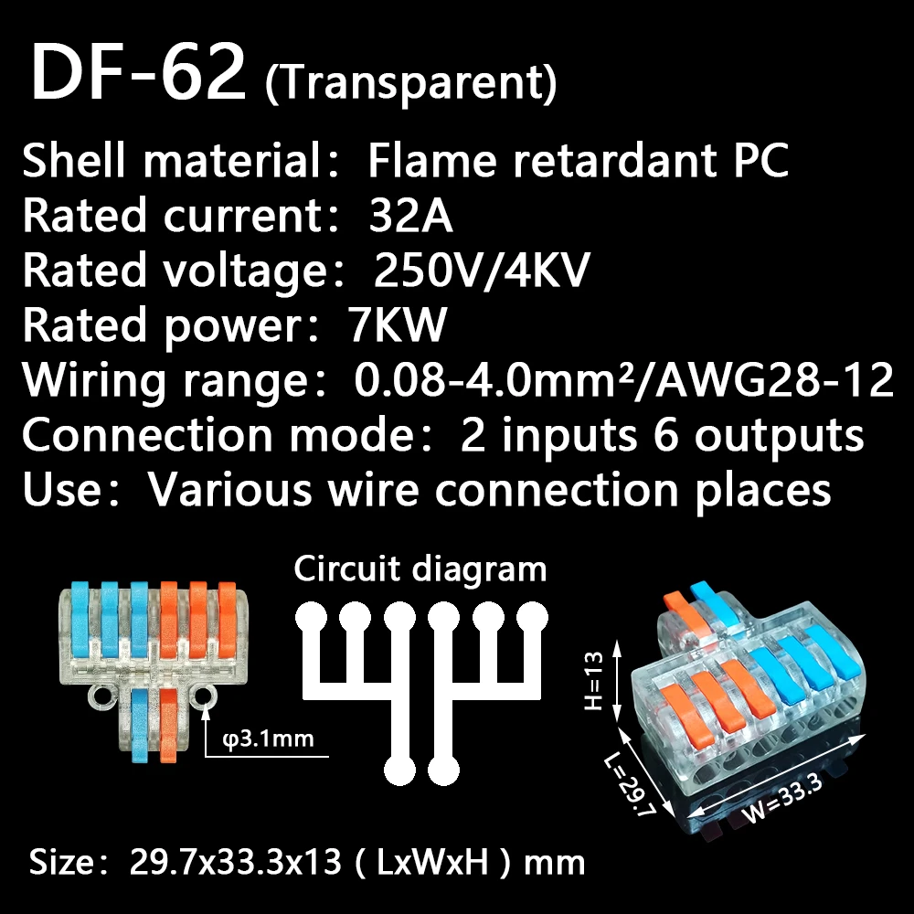 Mini Fast Wire Cable Connectors, Condutor Compacto, Spring Splicing, Fiação Connector, Push-in Terminal Block, 2-2m