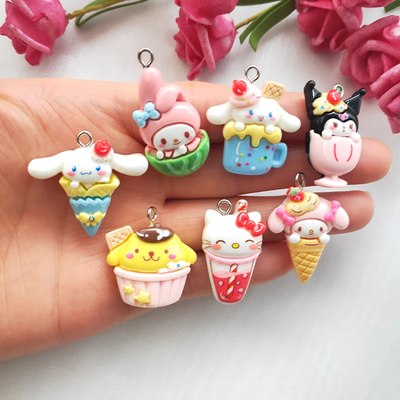 10PCS Cartoon Resin Charms Sanrio Anime orecchini ciondolo portachiavi fai da te collana ciondolo accessori gioielli ciondoli Kawaii