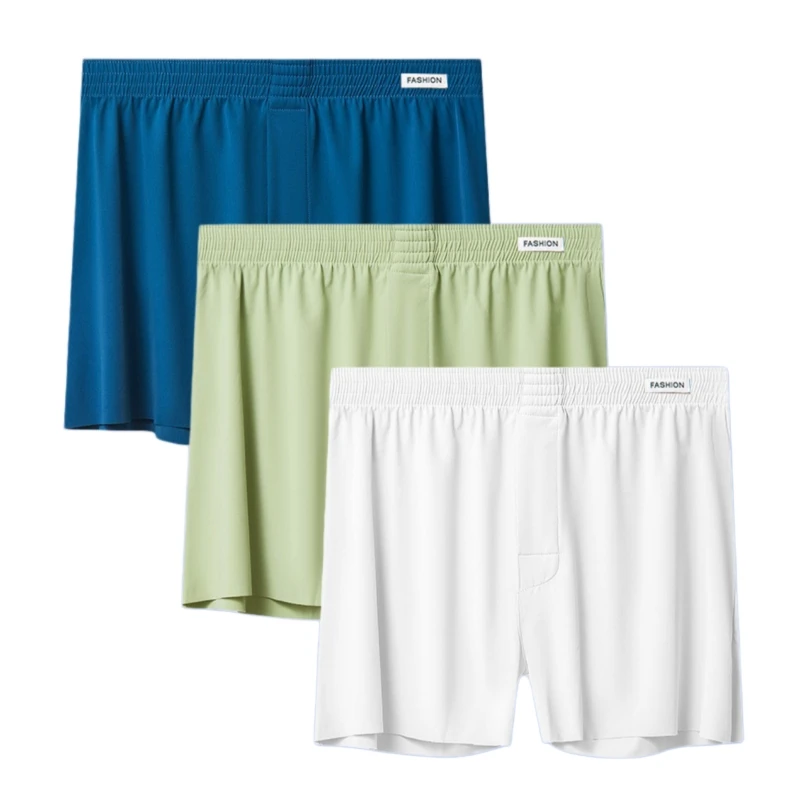 3-Pack Mens Aro Pants Summer Cool Ultra-thin Ice Silk Men's Underwear Loose Fit Pajamas Home Pants